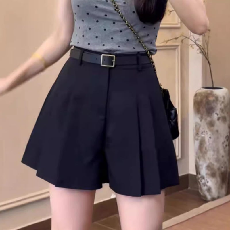 Black Suit Shorts For Women, New Summer Style, Petite, High-Waisted, Slimming, Thin, Suitable For Wearing Outside, Wide-Leg Pants Skirt That Makes Legs Look Longer - Image 4