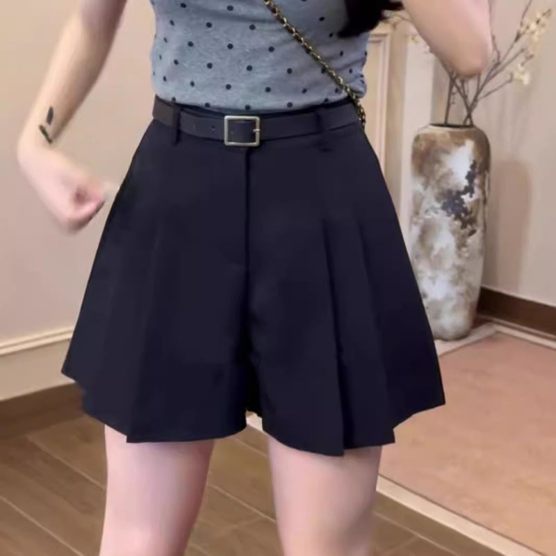 Black Suit Shorts For Women, New Summer Style, Petite, High-Waisted, Slimming, Thin, Suitable For Wearing Outside, Wide-Leg Pants Skirt That Makes Legs Look Longer - Image 3