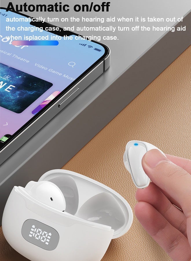 OLO Hearing Aids for Mild to Moderate Loss, Invisible Magnetic Assistive Listening Devices, Contact Charging Box with LED Power Display for Home Office Daily Use (White)  - Image 5