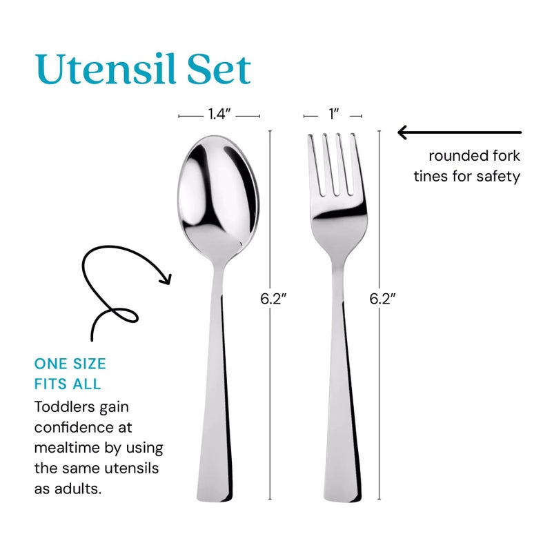 Ahimsa Stainless Steel Kids Utensils Set, Pediatrician Designed, Premium Kids Silverware, Non Toxic, Dishwasher Safe, Big Kid Fork and Spoon - Image 4