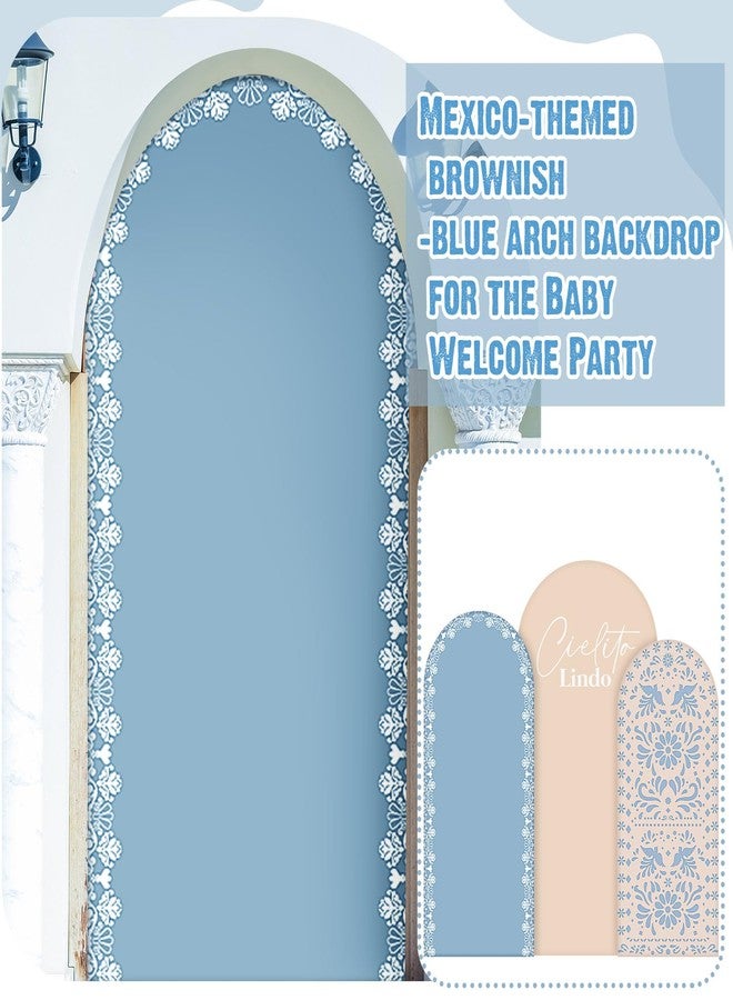 تشونفول غطاء خلفية قوس مكسيكي من Chunful مكون من 3 قطع لحفلات استقبال المولود الجديد، غطاء قوس خلفي لطيف ذو وجهين، لحفلات الزفاف المكسيكية وأعياد الميلاد، بطول 6 أقدام/5 أقدام/4 أقدام (بني-أزرق) - Image 4