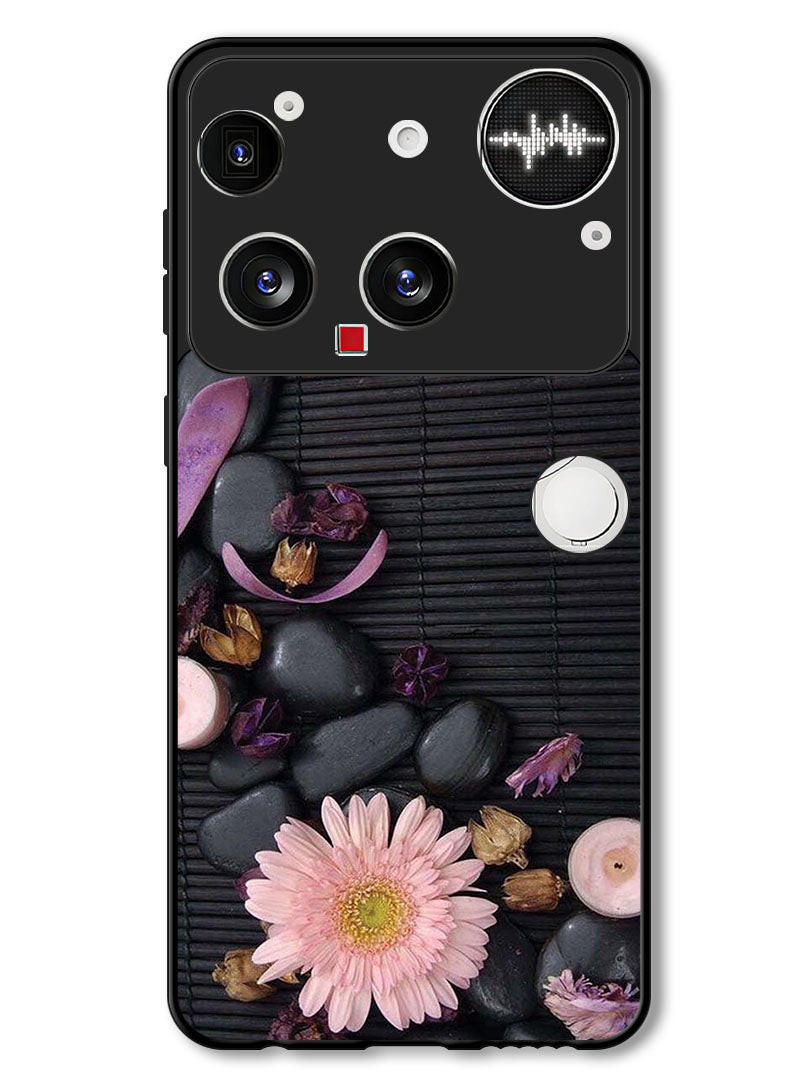 Theodor Case Compatible with Nothing Phone (3) 6.67 Inch Protection Shockproof Bumper Cover Flowers & Stones - Image 1