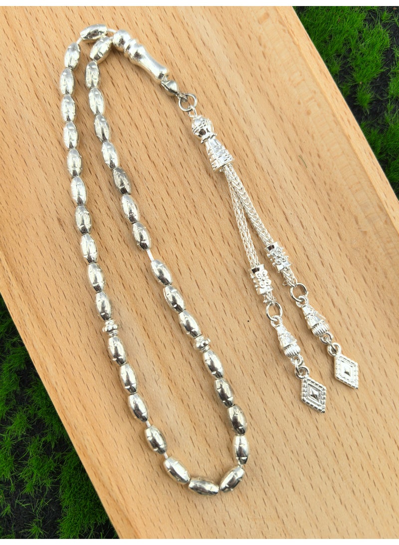 Fianser Tasbih 33 Prayer Beads 4*7 mm Silvery Muslim Islamic Arabic Tassels Luxury Exquisite - Image 1