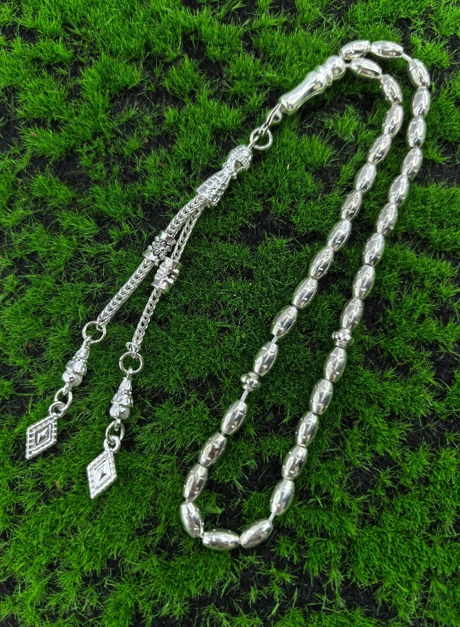 Fianser Tasbih 33 Prayer Beads 4*7 mm Silvery Muslim Islamic Arabic Tassels Luxury Exquisite - Image 2