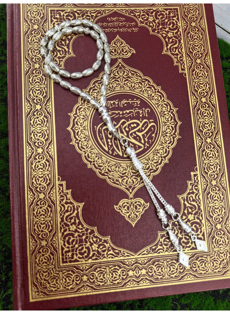 Fianser Tasbih 33 Prayer Beads 4*7 mm Silvery Muslim Islamic Arabic Tassels Luxury Exquisite - Image 3