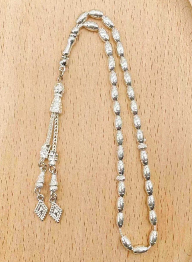 Fianser Tasbih 33 Prayer Beads 4*7 mm Silvery Muslim Islamic Arabic Tassels Luxury Exquisite - Image 4