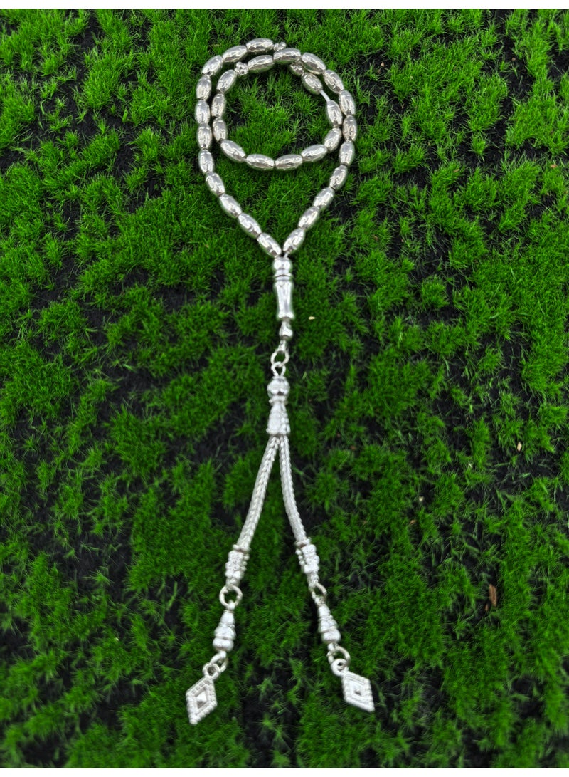 Fianser Tasbih 33 Prayer Beads 4*7 mm Silvery Muslim Islamic Arabic Tassels Luxury Exquisite - Image 5