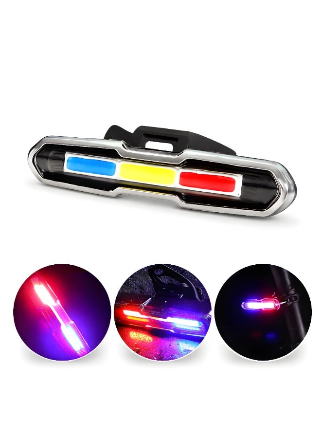 Fukukawa Rechargeable Bicycle LED Tail Light Red Blue White Waterproof Bike Rear Light USB Charging Safety Warning Light with Mount Strap - Image 1