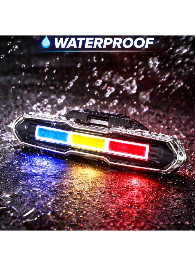 Fukukawa Rechargeable Bicycle LED Tail Light Red Blue White Waterproof Bike Rear Light USB Charging Safety Warning Light with Mount Strap - Image 5