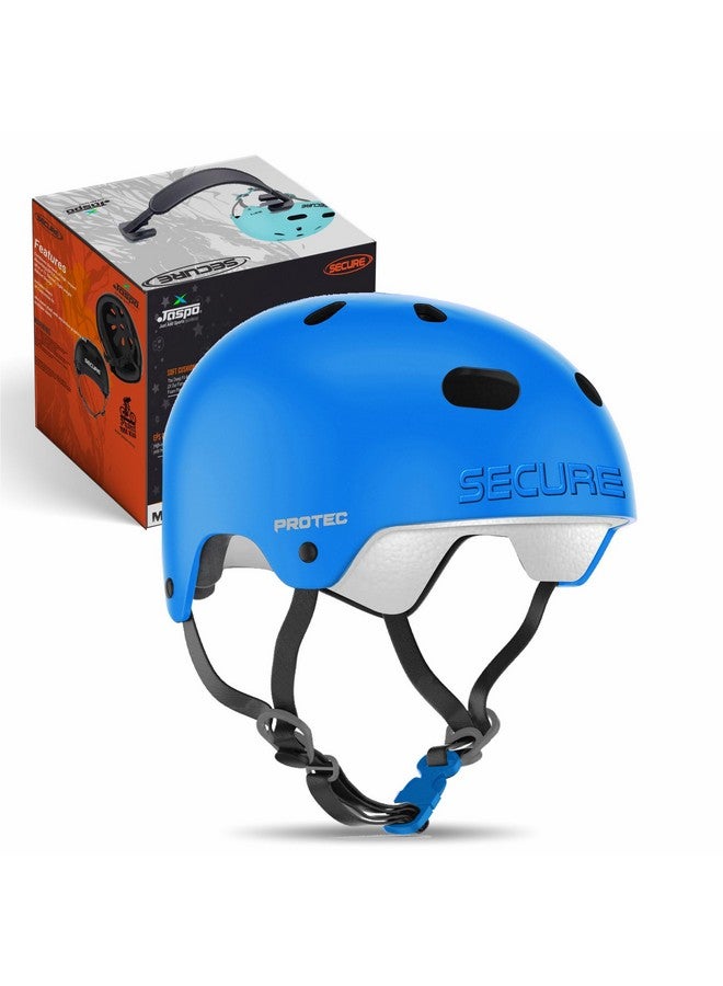 Jaspo Secure Sports Helmet For Cycling, Skating, Skateboarding - For All Age Groups (L, Blue Matte) - Image 1