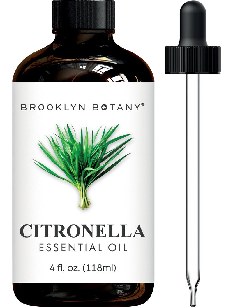 Brooklyn Botany Citronella Essential Oil - 100% Pure and Natural - Premium Grade Oil with Dropper - for Aromatherapy and Diffuser - 4 Fl Oz - Image 1