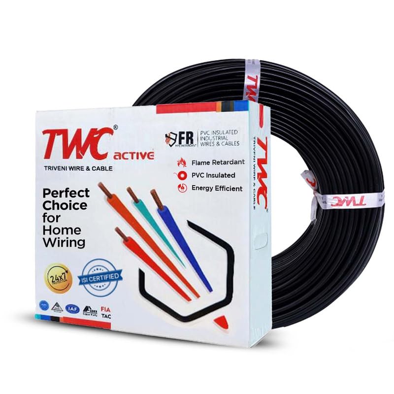 TWC Active Black 2.5 SQMM 90 METER | Copper Wire | HRFR (Heat Resistant Flame Retardant) Lead-Free Cable | Low Smoke Halogen-Free Wire for Home & Industrial Electrical Wiring - Image 1