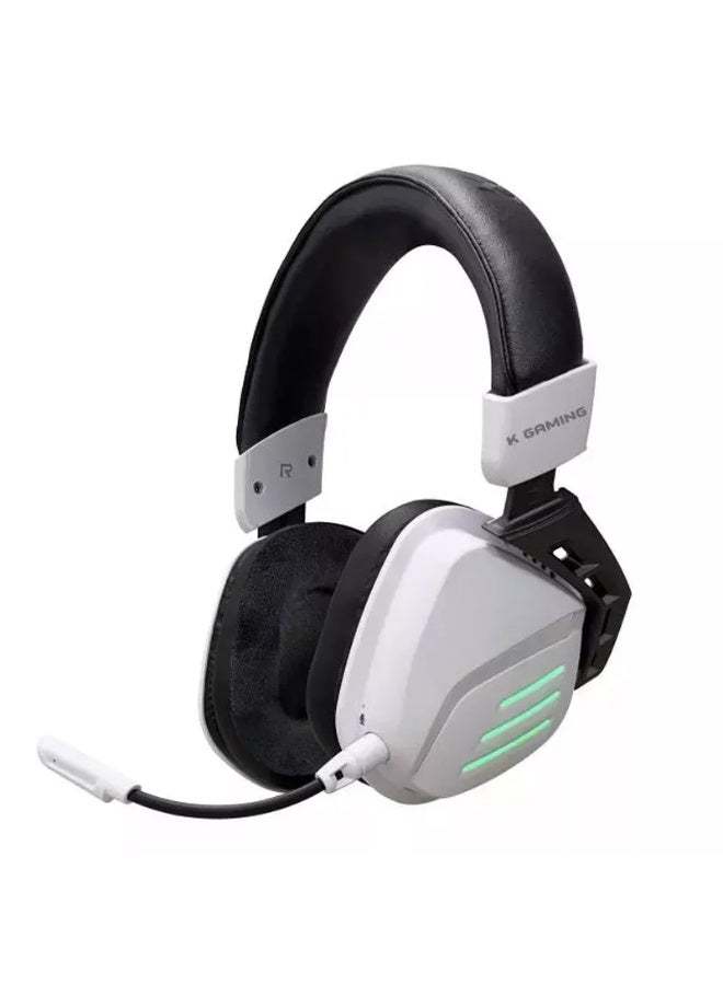 k Gaming KGaming K20 Over-Ear Tri-Mode Wireless Gaming Headset, 25-Hour Battery, Black/White - Image 2