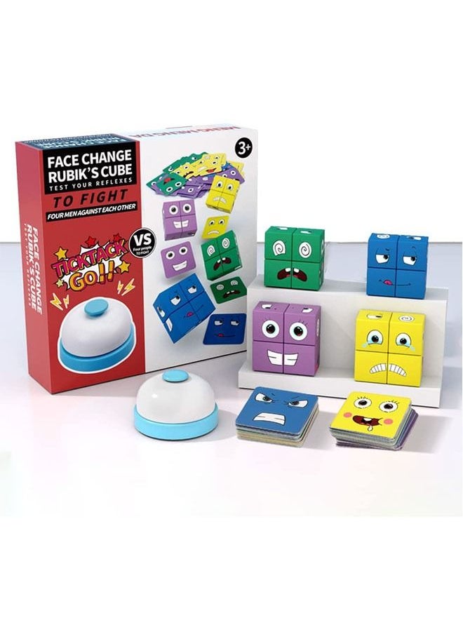 ELLEGLAM - Wooden expression change puzzle, face Rubik's cube matching building block puzzle, family puzzle game - Image 1