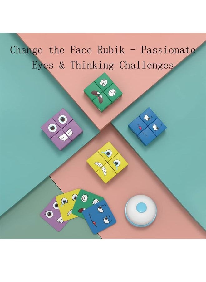 ELLEGLAM - Wooden expression change puzzle, face Rubik's cube matching building block puzzle, family puzzle game - Image 1