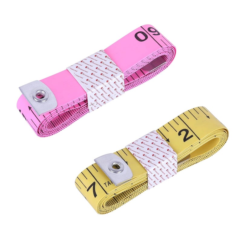 Bureaucrat Bureaucrat Measuring Tape Body Measurement Inch Tape 60 Inches150 CMs Double Side Rulers Fiberglass Flexible PortableSewing Dress Making Tailors Tape Pack of 2Pink Yellow 