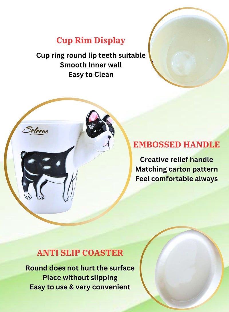 سولاري كوب سيراميك بولدوج فرنسي ثلاثي الأبعاد – كوب قهوة فريد لمحبي الحيوانات الأليفة بتصميم مقبض رائع - Image 3