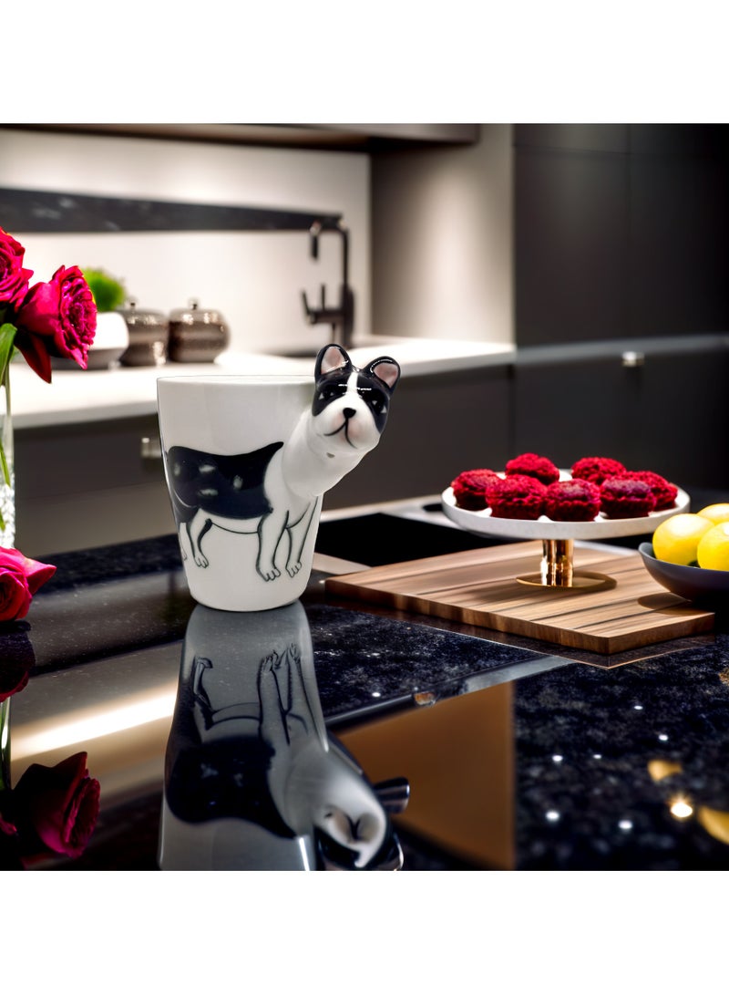 سولاري كوب سيراميك بولدوج فرنسي ثلاثي الأبعاد – كوب قهوة فريد لمحبي الحيوانات الأليفة بتصميم مقبض رائع - Image 2