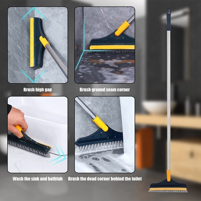Ngel Bathroom Cleaning Brush with Wiper 2 in 1 Tiles Cleaning Brush || Floor Brush Scrubber with Long Handle || 120 Rotate Bathroom Floor Cleaning Brush || || (Pack of 1) - Image 5