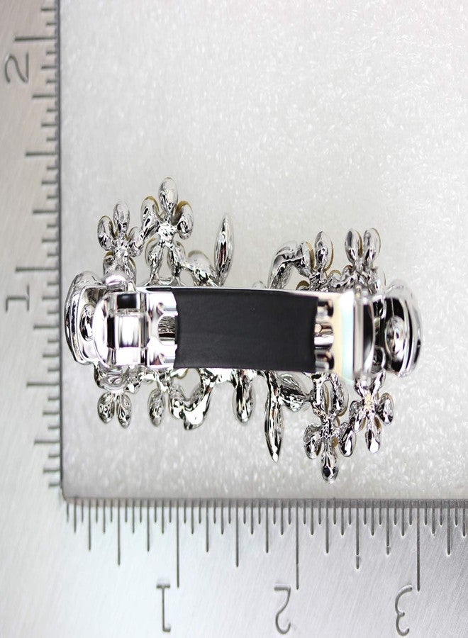 فاشيب مشبك شعر فاخر مزين بالكريستال الشفاف على شكل زهرة - Image 5