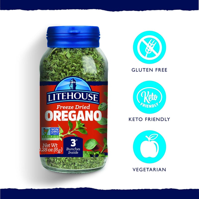 Litehouse أوريجانو لايت هاوس المجفف بالتجميد - بديل للأوريجانو الطازج، جرة تعادل 3 حزم أوريجانو طازجة، عضوي، توابل أوريجانو، غير معدلة وراثيًا، خالية من الغلوتين - 0.28 أونصة 4 عبوات - Image 2