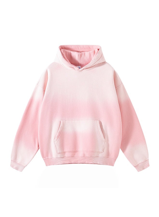 NIBEMINENT Autumn and Winter Washing Spray Dyeing Baggy Hoodies Distressed Hip Hop Gradient Men's and Women's  Hooded Sweatshirts - Image 1