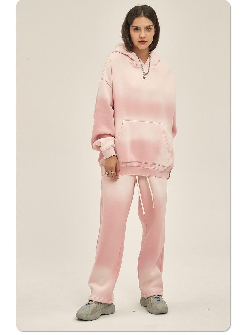 NIBEMINENT Autumn and Winter Washing Spray Dyeing Baggy Hoodies Distressed Hip Hop Gradient Men's and Women's  Hooded Sweatshirts - Image 2