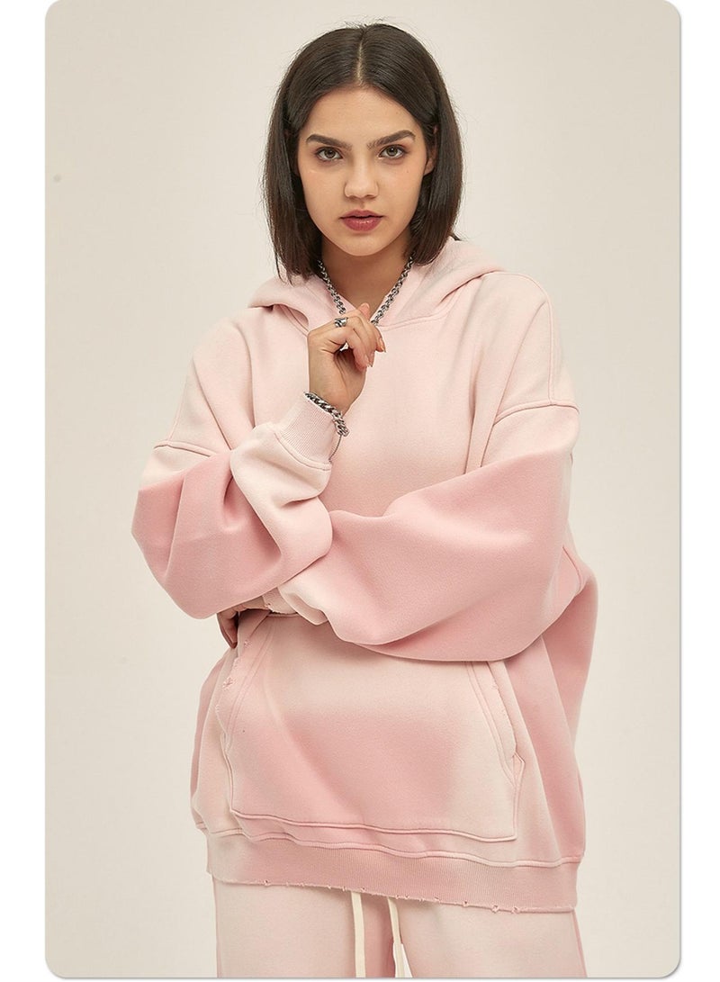 NIBEMINENT Autumn and Winter Washing Spray Dyeing Baggy Hoodies Distressed Hip Hop Gradient Men's and Women's  Hooded Sweatshirts - Image 3