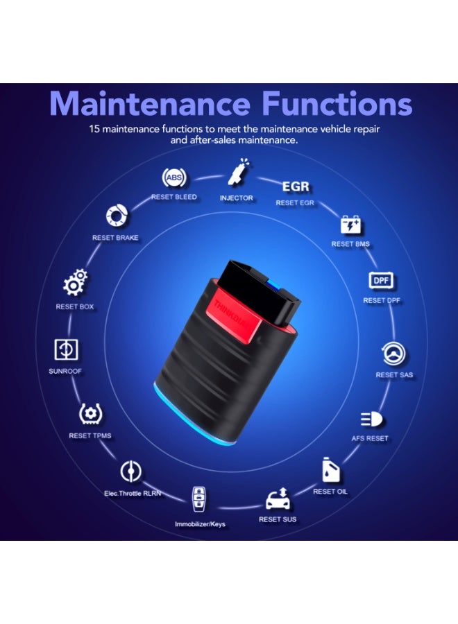 THINKCAR OBD2 Scanner Bluetooth Full System Bidirectional Diagnostic Scan Tool OE Level Code Reader with ECU Function 15+ Reset Service FCA AutoAuth All Software 1 Year Update Fits for iOS & Android - Image 3