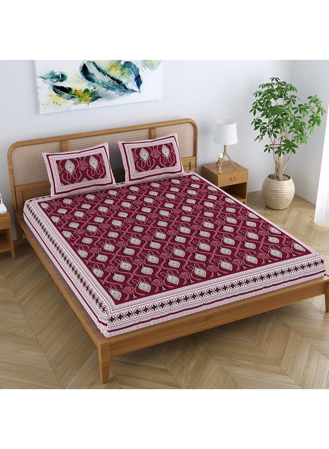Colorish Cotton Blend Traditional Jaipuri Paisley Printed Bedsheet for Double Bed King Size with 2 Pillow Covers, Maroon - Luxurious Comfort and Timeless Elegance | Proudly Made in India - Image 4