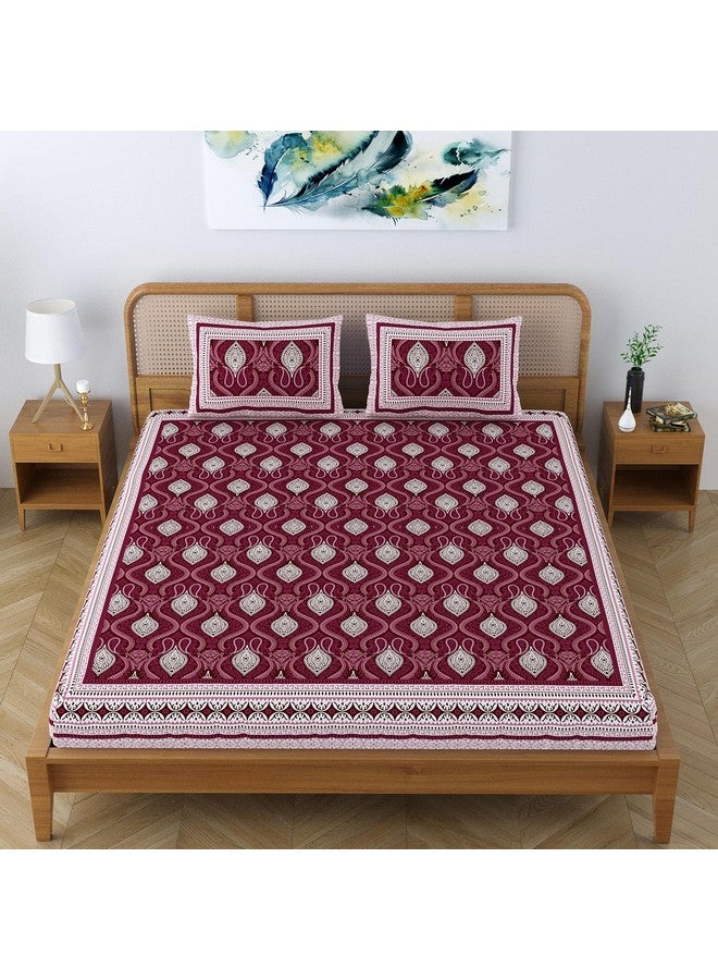 Colorish Cotton Blend Traditional Jaipuri Paisley Printed Bedsheet for Double Bed King Size with 2 Pillow Covers, Maroon - Luxurious Comfort and Timeless Elegance | Proudly Made in India - Image 5