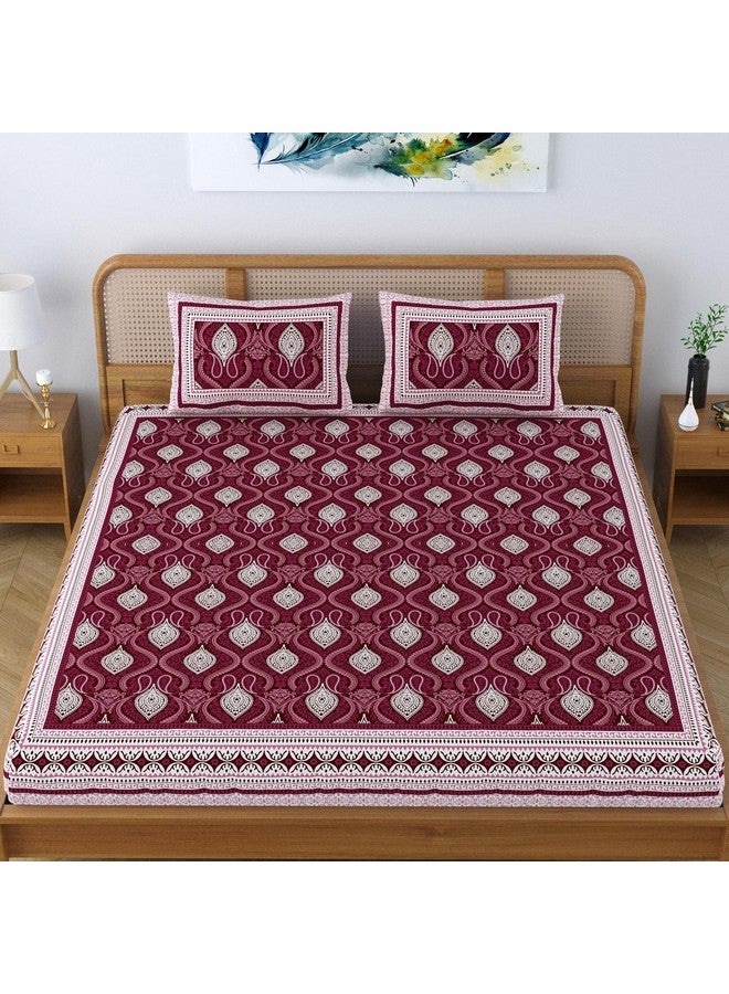 Colorish Cotton Blend Traditional Jaipuri Paisley Printed Bedsheet for Double Bed King Size with 2 Pillow Covers, Maroon - Luxurious Comfort and Timeless Elegance | Proudly Made in India - Image 2