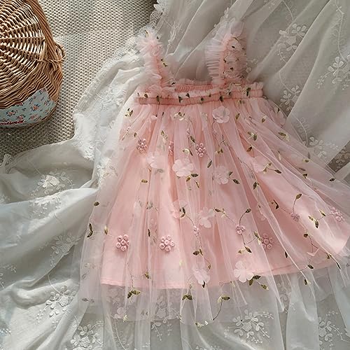 BGFKS Layered Tulle Tutu Dress for Toddler Girls,Baby Girl Rainbow Tutu Princess Skirt Set with Flower Headband.(Flower Pink,6 Months) - Image 3