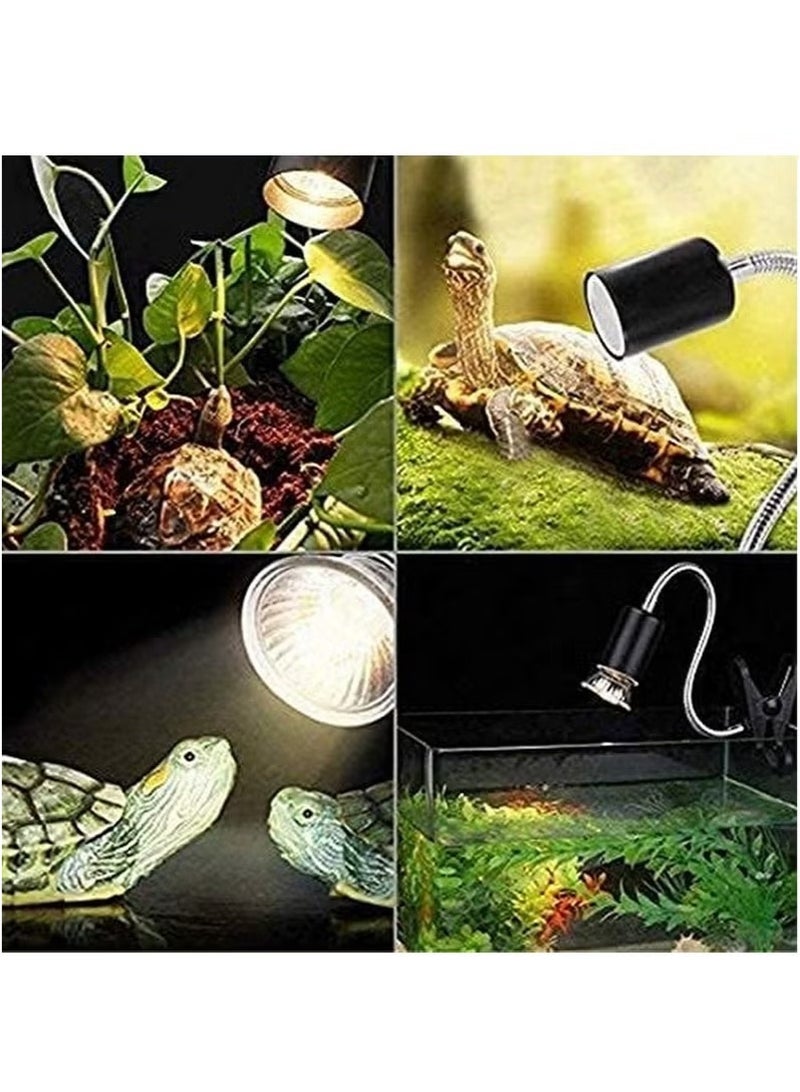 UVA UVB Tortoise Heat Lamp 50W Clamp on Reptile Heat Bulb 360 Adjustable Aquarium Heating Light E27 Clamp on Pet Heating Emitter for Reptiles Amphibians Lizards Turtle Snakes - Image 2