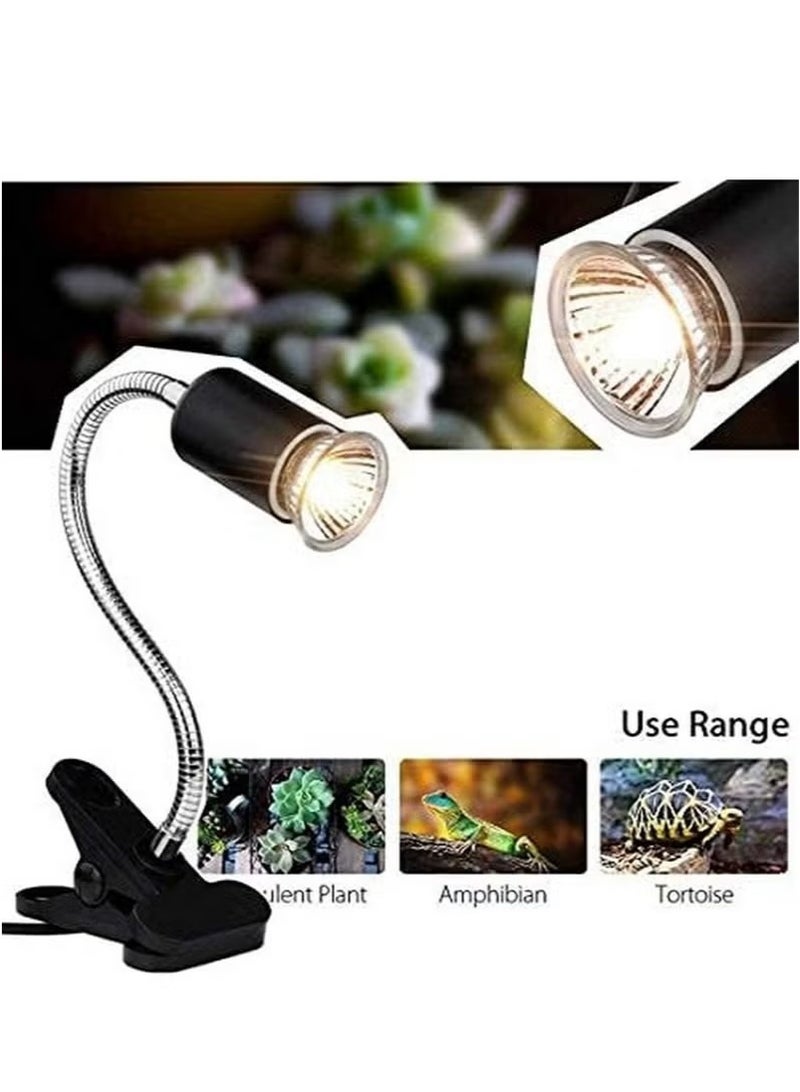 UVA UVB Tortoise Heat Lamp 50W Clamp on Reptile Heat Bulb 360 Adjustable Aquarium Heating Light E27 Clamp on Pet Heating Emitter for Reptiles Amphibians Lizards Turtle Snakes - Image 3