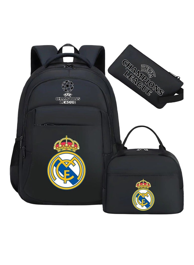ريال مدريد على ظهره مقلمة حقيبة ثلاثة قطعة دعوى الرجال والنساء الترفيه الرياضة حقيبة السفر طالب حقيبة المدرسة