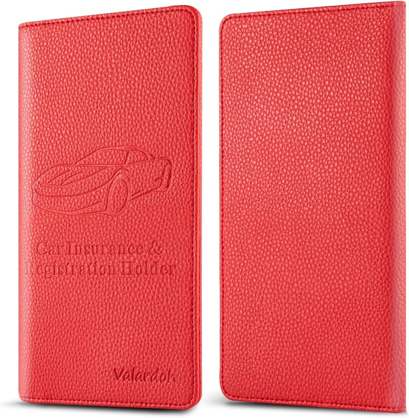 Valardoh Premium Car Registration and Insurance Card Holder - Red - Image 5