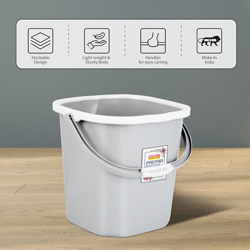 RATAN PLASTICWARE Premia Bucket (18L X 1) - Diaso Grey|Light Weight and Easy to Carry|Perfect for Use in Bathrooms, Kitchen & Wet Utility Areas - Image 4