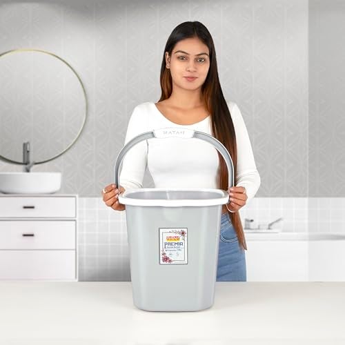 RATAN PLASTICWARE Premia Bucket (18L X 1) - Diaso Grey|Light Weight and Easy to Carry|Perfect for Use in Bathrooms, Kitchen & Wet Utility Areas - Image 3