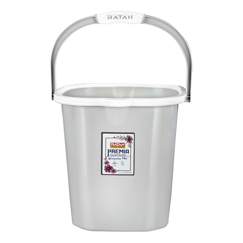 RATAN PLASTICWARE Premia Bucket (18L X 1) - Diaso Grey|Light Weight and Easy to Carry|Perfect for Use in Bathrooms, Kitchen & Wet Utility Areas - Image 1