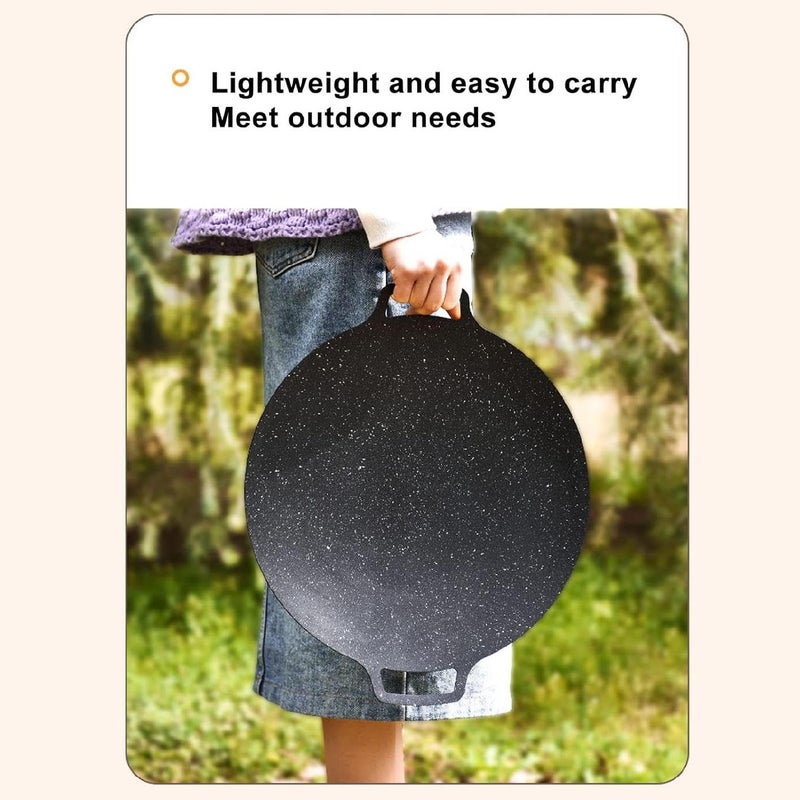 Delavala Korean BBQ Plate Non Stick Grill Pan Thermal Insulation High Thermal Conductivity Round Barbecue Plate for BBQ Parties and Camping Trips - Image 5