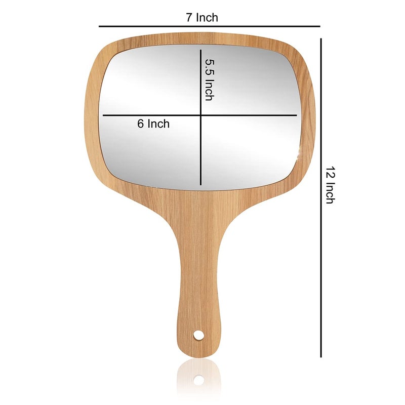 Victor Enterprises Wooden Handheld Beauty Makeup Mirror Set of 2 Round Shape 1075 inch Rectangle Shape 12 x 6 Inch Salon Mirror Dressing Table Mirror Shaving Mirror Travel Mirror - Image 3