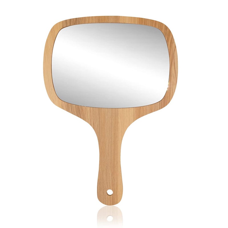 Victor Enterprises Wooden Handheld Beauty Makeup Mirror Set of 2 Round Shape 1075 inch Rectangle Shape 12 x 6 Inch Salon Mirror Dressing Table Mirror Shaving Mirror Travel Mirror - Image 2
