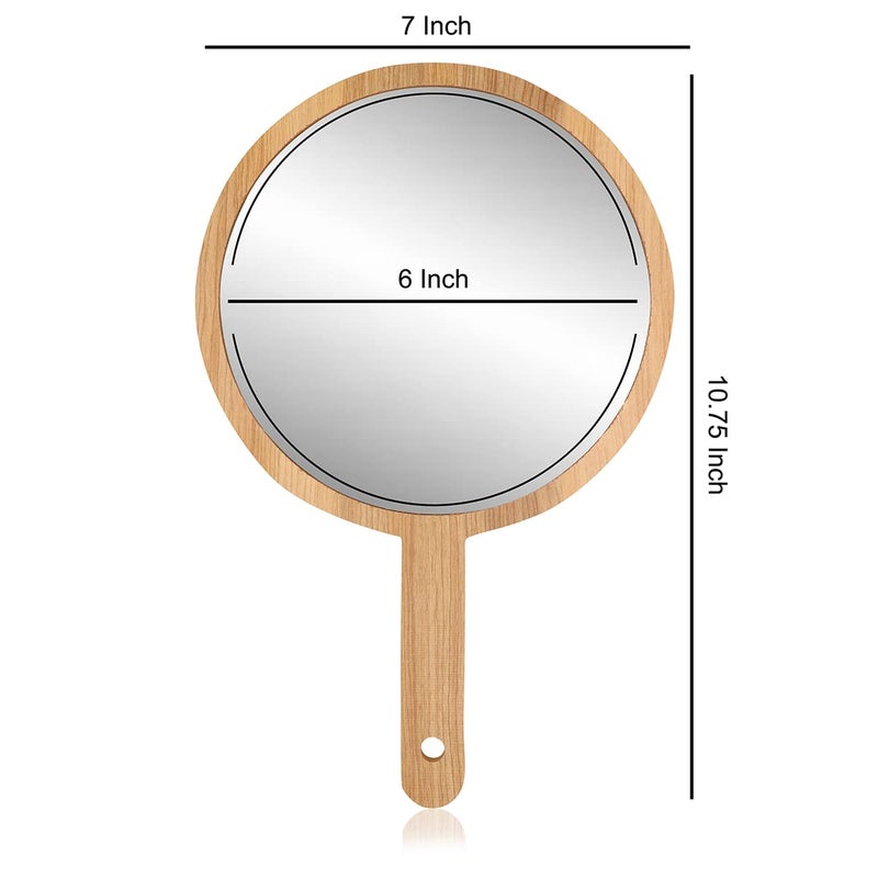 Victor Enterprises Wooden Handheld Beauty Makeup Mirror Set of 2 Round Shape 1075 inch Rectangle Shape 12 x 6 Inch Salon Mirror Dressing Table Mirror Shaving Mirror Travel Mirror - Image 5
