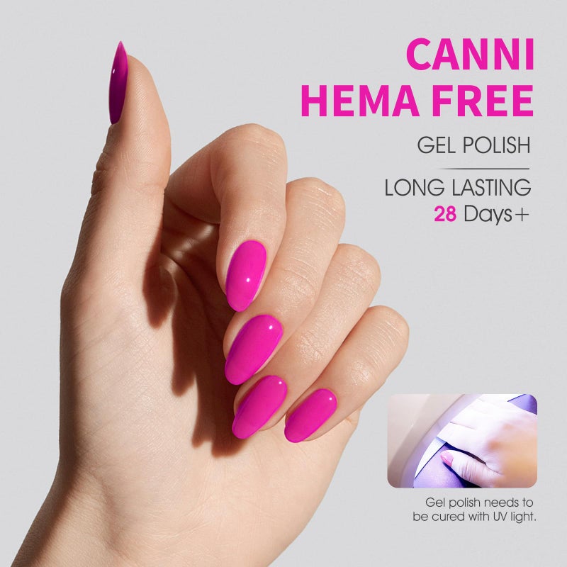 CANNI Hot Pink Gel Nail Polish, 1Pcs Neon Pink Gel Polish Pastel Bright Pink Purple Color High Gloss Soak Off U V Nail French Nail Manicure Salon DIY - Image 3