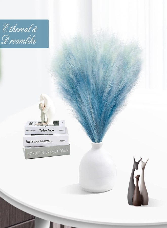 KALYLOC 8Pcs Faux Pampas Grass Decor, 17.7 Inch Short Artificial Pompas Grass Plants, Fake Non-Shedding Fluffy Artificial Flowers for Farmhouse Wedding Party Home Decorations(Blue) - Image 4