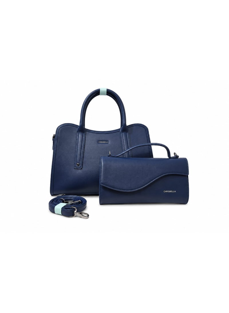 CHRISBELLA Classic PU Leather Top Handle Bag Set with Wallet & Shoulder Strap - Image 1