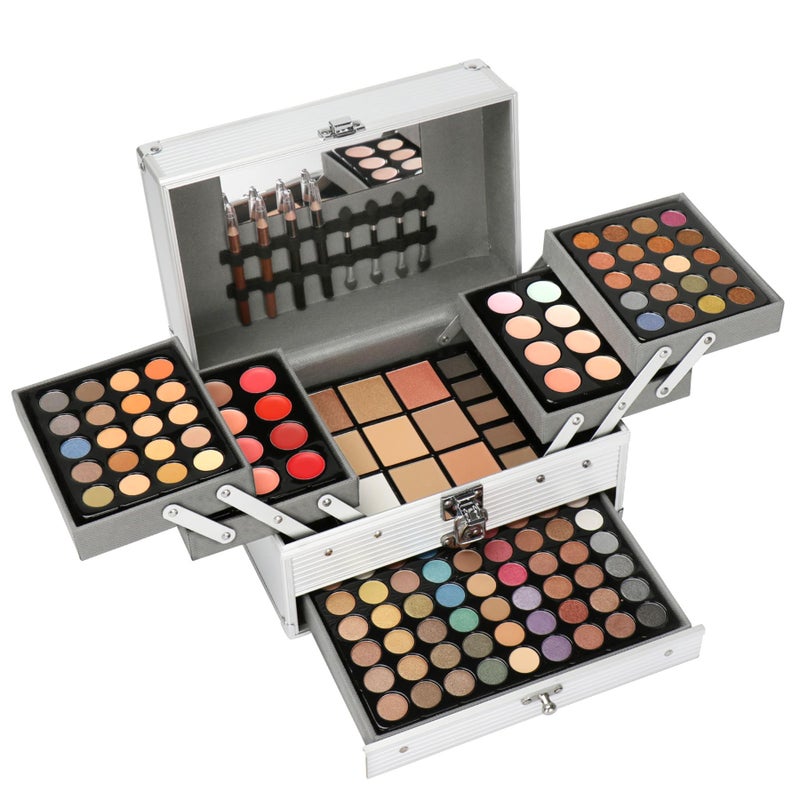 PhantomSky Professional 132 Colors Allinone Makeup Palette Cosmetic Contouring Kit Combination with Eyeshadow Cream Concealer Eyebrow Powder Lip Gloss Blusher and Pressed Powder