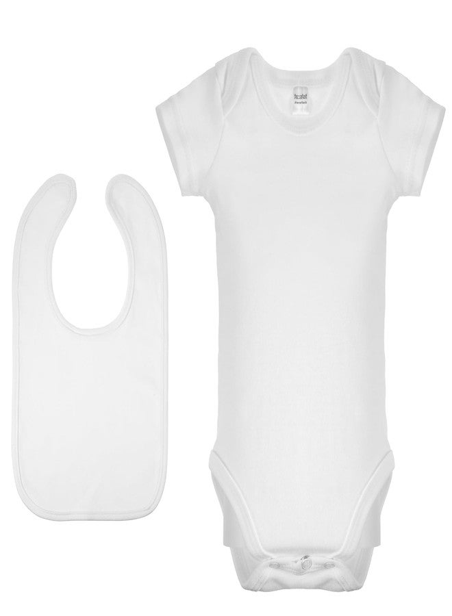 Silicherry 12 Pcs Unisex Cotton White Baby Short Sleeve Bodysuits Drool Bibs Set DIY Blank Newborn Clothes for Girl Boy Baby Shower, 0-3 Months - Image 2