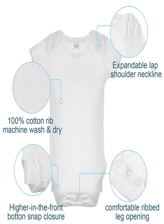 Silicherry 12 Pcs Unisex Cotton White Baby Short Sleeve Bodysuits Drool Bibs Set DIY Blank Newborn Clothes for Girl Boy Baby Shower, 0-3 Months - Image 3